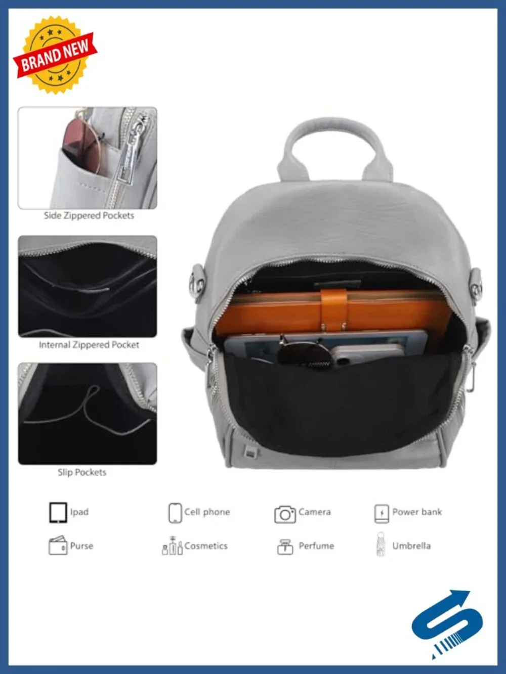 Women's Vegan Leather Mini Backpack Purse with Adjustable Strap, Lightweight